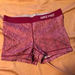 Pink Nike Pro Spandex Shorts